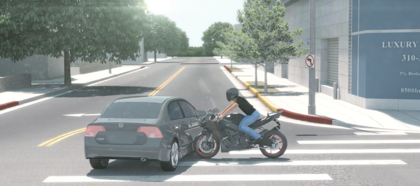 Motorcycle Rider Left Plaintiff Verdict: Motorcycle-rider injured by illegal left-turn driver