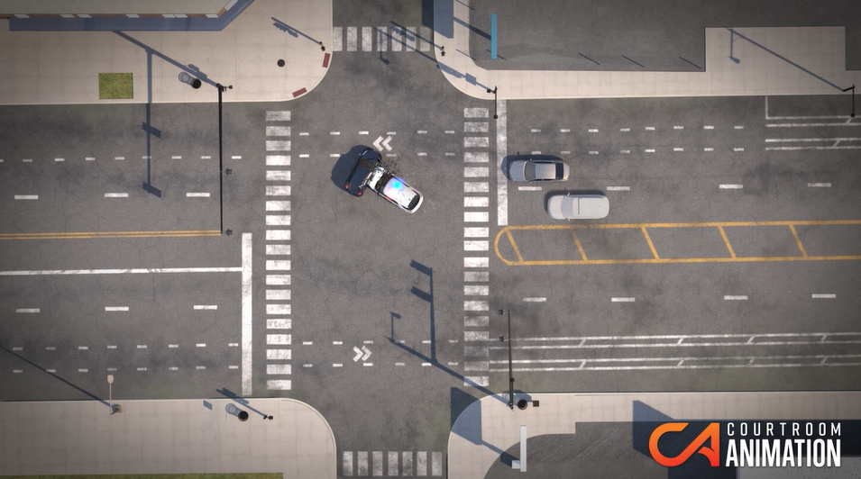 Top View Still from Accident Reconstruction Animation