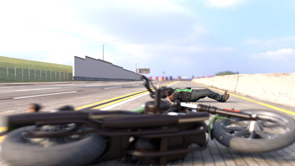 Sample Motorcycle Accident Graphic from Courtroom Animation